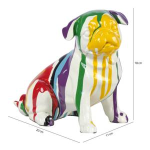 Statue petit chien Carlin multicolore Porcelaine - 20 x 18 x 11 cm