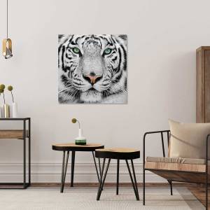 Tableau tête de tigre de sumatra 50 x 50 cm - Fibres naturelles