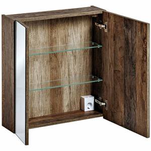 Spiegelschrank 60cm mit LED-Beluchtung Braun - Holzwerkstoff - 60 x 75 x 17 cm