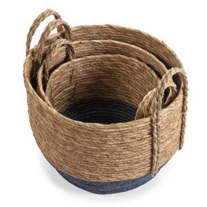 Set de 3 paniers Iria fibre naturelle Bleu - Fibres naturelles - 34 x 27 x 34 cm