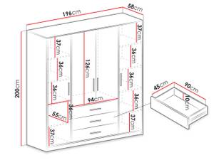 Kleiderschrank Bali 4D Weiß