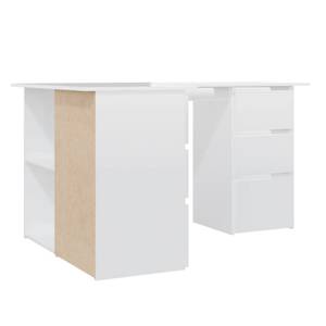 Schreibtisch Weiß - Holzwerkstoff - Massivholz - 145 x 76 x 145 cm