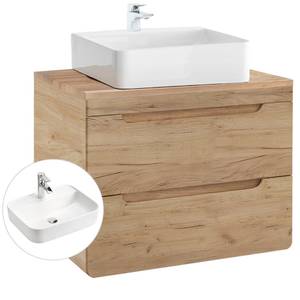 Waschtischunterschrank 80cm mit Becken Braun - Holzwerkstoff - 81 x 76 x 46 cm