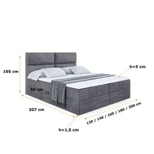 Boxspringbett BOXI3 Steingrau - Breite: 160 cm - H3