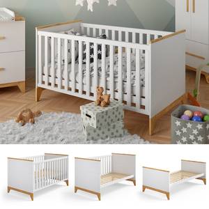 Babybett „Malia“ mit Matratze Weiß - Holz teilmassiv - 144 x 83 x 80 cm