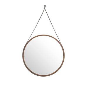 Miroir circulaire en bois de noyer Marron - Bois/Imitation - En partie en bois massif - 75 x 3 x 75 cm