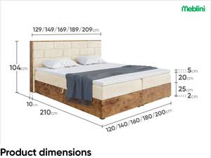 Boxspringbett Lofty 9 Beige - Breite: 129 cm - H3