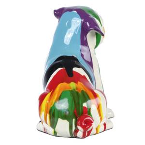 Statue petit chien Carlin multicolore Porcelaine - 20 x 18 x 11 cm