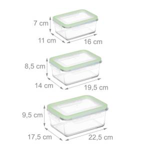 Lot de 3 boîtes de conservation en verre Vert - Verre - Matière plastique - 25 x 16 x 31 cm
