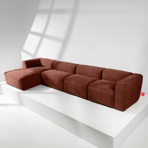 Ecksofa BUFFO 6-Sitzer Orange - Breite: 377 cm - Armlehne beidseitig montierbar - Ecke davorstehend links - Ottomane davorstehend links