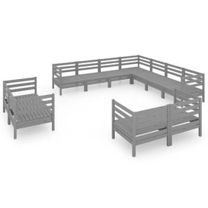 Garten-Lounge-Set Grau - Massivholz - Holzart/Dekor - 64 x 63 x 64 cm