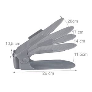 Schuhstapler 8er Set Grau - Kunststoff - 11 x 20 x 26 cm