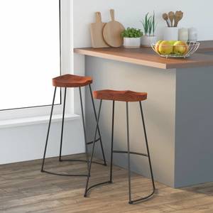 Tabouret de bar 296889 (lot de 2) Marron - 50 x 78 x 40 cm