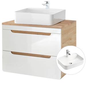 Waschbeckenschrank 80cm mit 50cm Becken Weiß - Holzwerkstoff - 81 x 75 x 48 cm