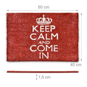 Paillasson fibres de coco Keep calm Rouge - Blanc - Fibres naturelles - Matière plastique - 40 x 2 x 60 cm