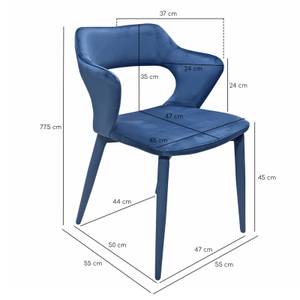 Chaise velours bleu accoudoirs - SWEET Bleu