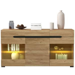 LED Sideboard Helios Ⅰ Braun - Holzwerkstoff - Glas - Metall - 35 x 80 x 140 cm