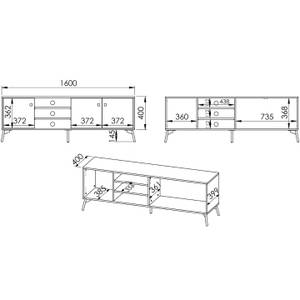 TV-Lowboard LIRO Schwarz - Braun - Holzwerkstoff - 160 x 55 x 40 cm