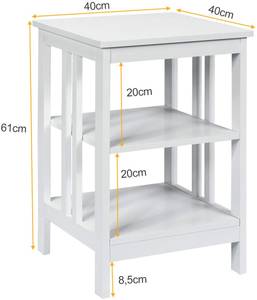 Nachttisch Beistelltisch 3 Ebenen Weiß - Holzwerkstoff - 40 x 61 x 40 cm