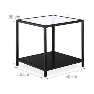 Beistelltisch schwarz mit Glasplatte Schwarz - Holzwerkstoff - Glas - Metall - 50 x 50 x 50 cm