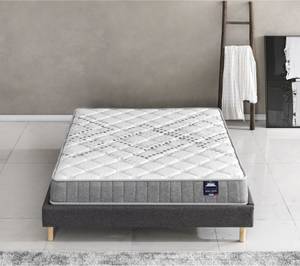 Bett+Taschenfederkernmatratze 160x200cm Grau - Naturfaser - 160 x 48 x 200 cm