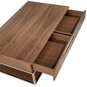 Couchtisch Walnuss und Chromstahl Braun - Holzwerkstoff - 120 x 37 x 70 cm