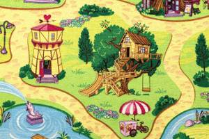 Teppich Candy Town Für Kinder Straßen Grün - Textil - 100 x 1 x 400 cm