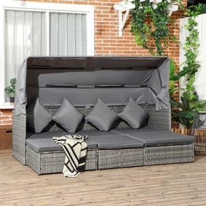 Rattan Gartenmöbel Set 860-162V00GG Grau - Textil - 68 x 74 x 200 cm