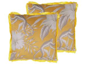 Coussin décoratif MANJU Gris - Blanc - Jaune - Textile - 45 x 12 x 45 cm