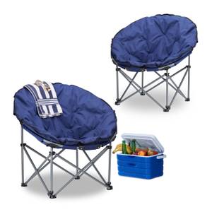 2 x Campingstuhl Moonchair für 120 kg Schwarz - Blau - Silber - Metall - Textil - 82 x 77 x 70 cm