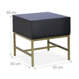 Nachttisch schwarz mit Schublade Schwarz - Gold - Holzwerkstoff - Metall - 50 x 50 x 50 cm