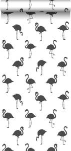 papier peint flamants 7236 Noir - Fibres naturelles - Textile - 53 x 1005 x 1005 cm