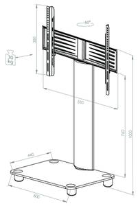 TV-Standfüße Bilano Schwarz - Glas - Metall - 60 x 100 x 44 cm