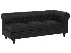 Ecksofa CHESTERFIELD Schwarz - Eiche Dunkel - 280 x 77 x 85 cm - Kunstleder