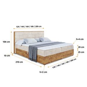 Boxspringbett LOLLI8 Ecru - Breite: 160 cm - H3