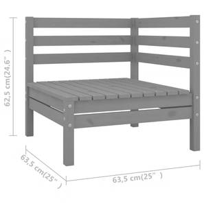 Ensemble de salon de jardin Gris - Bois massif - Bois/Imitation - 64 x 29 x 64 cm