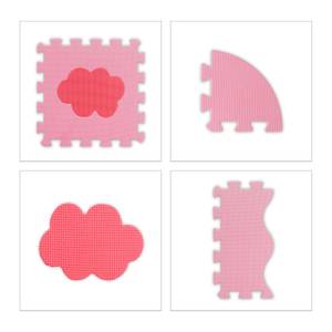 52 pièces Tapis puzzle avec bord motifs Rose clair - Rose foncé