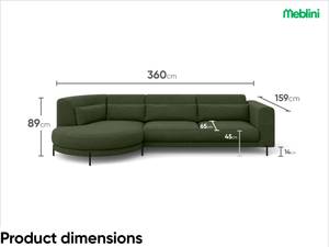 Ecksofa Bobby L-Form Rechts Grün - Ecke davorstehend rechts - Longchair davorstehend rechts