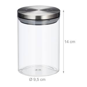 Pots de stockage jeu de 3 600 ml chacun Argenté - Verre - Métal - Matière plastique - 10 x 14 x 10 cm