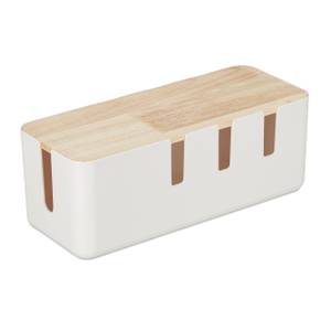 Kabelbox weiß Braun - Weiß - Holzwerkstoff - Kunststoff - 30 x 12 x 13 cm