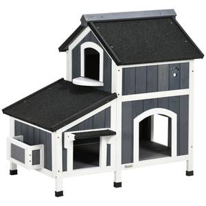 Katzenhaus D30-670V00GY Grau - Massivholz - 65 x 86 x 96 cm