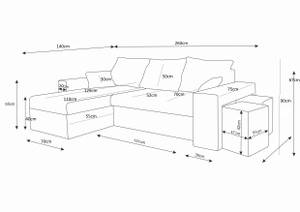 Ecksofa VEGS Hochglanz Schwarz - Steingrau - Ecke davorstehend rechts