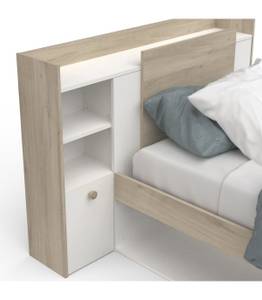 Bett 1 Schublade und 1 Nische Braun - Weiß - Holzwerkstoff - 227 x 91 x 125 cm