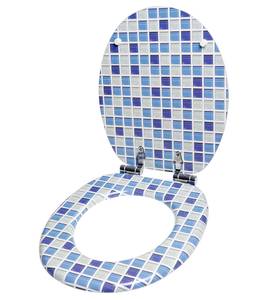 WC-Sitz mit Absenkautomatik Mosaik Blau Blau - Holzwerkstoff - 38 x 6 x 47 cm