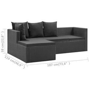 Gartenmöbel-Set (4-teilig) 3006305 Schwarz - Polyrattan - 50 x 33 x 80 cm