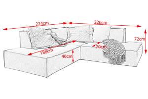 Canapé d'angle SAMU Tissu Gris - Angle à gauche (vu de face)