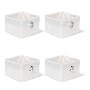 4x Corbeilles Panier de rangement bambou Argenté - Blanc