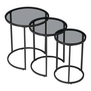 Set de 3 tables d'appoint Kyyjärvi Gris - Verre - 50 x 58 x 50 cm