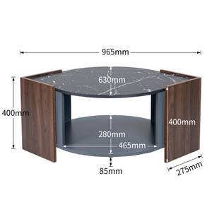 Couchtisch Cronus Ⅴ Schwarz - Braun - Holzwerkstoff - Metall - 63 x 40 x 97 cm