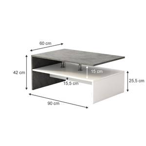 Couchtisch Mike Grau - Weiß - Holzwerkstoff - 90 x 42 x 60 cm